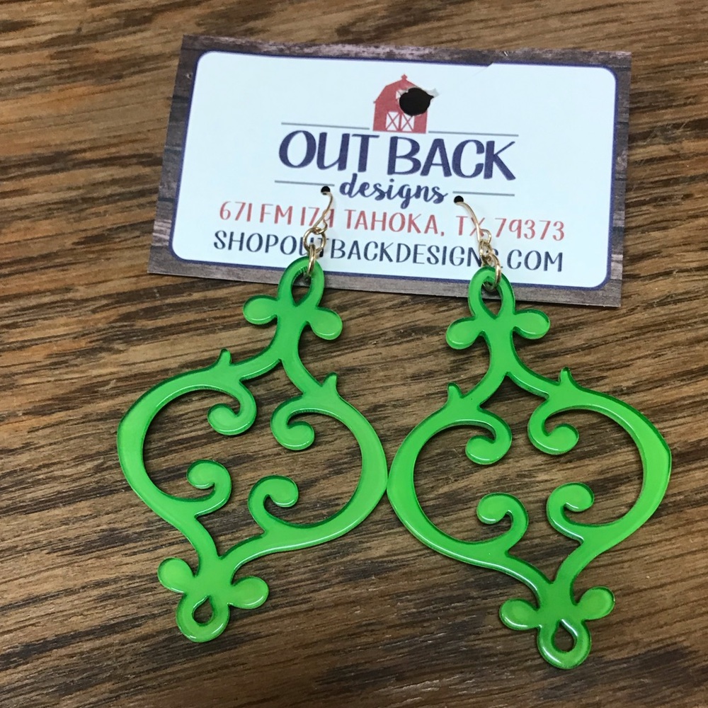 Acrylic Green Hypoallergenic Fishhook Earrings